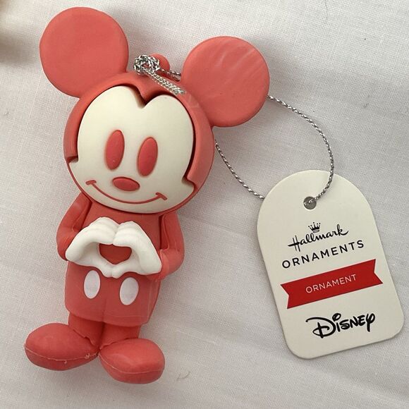 Disney Mickey Mouse Heart Ornament 5 Pc Lot Hallmark Silicone New Party Favor - Picture 2 of 3